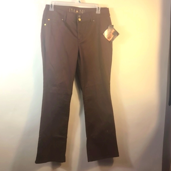 Iman Global Chic Perfect Fit 360  Chocolate Brown Jeans Size 16 New with tags - Picture 3 of 16